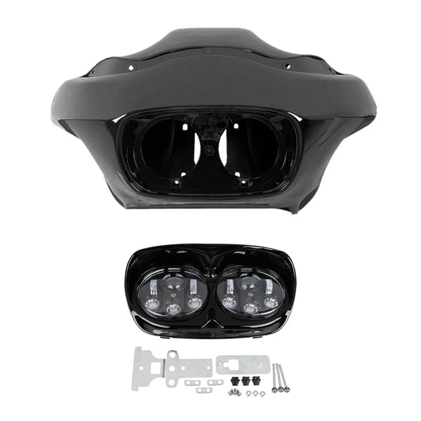 Matte Inne & Outer Fairing LED Headlight Fit For Harley Road Glide 1998-2013 12