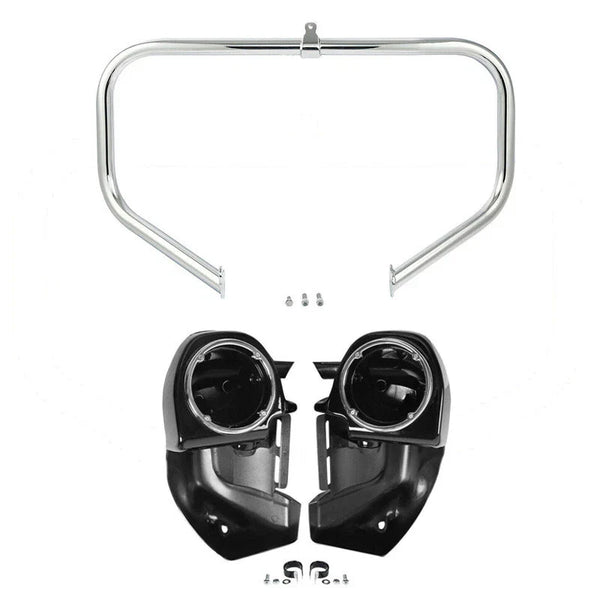 Lower Vented Fairings 6.5" Speaker Pods Crash Bar Fit For Harley Road King 09-13