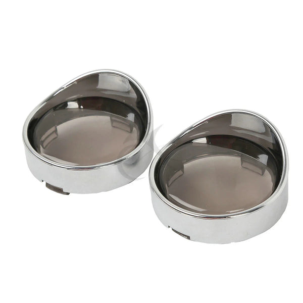 Visor Turn Signal Bezels Trim Ring Smoke Lens Fit For Harley Road Electra Glide