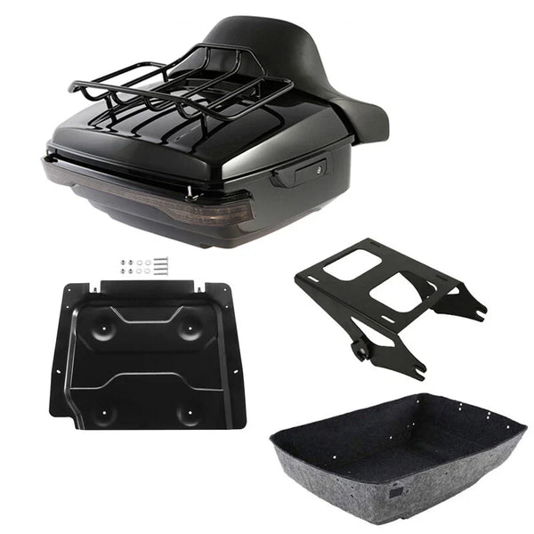 King Trunk Pad Luggage Mount Rack Light Fits For Harley Street Glide 14-26 Black