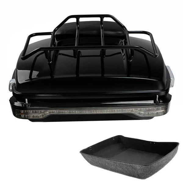 Chopped Trunk Backrest Pad Rack LED Tail Light Fit For Harley Touring 2014-2026