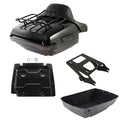 King Trunk Pad Backrest Mount Rack Light Fit For Harley Street Glide 14-26 Black