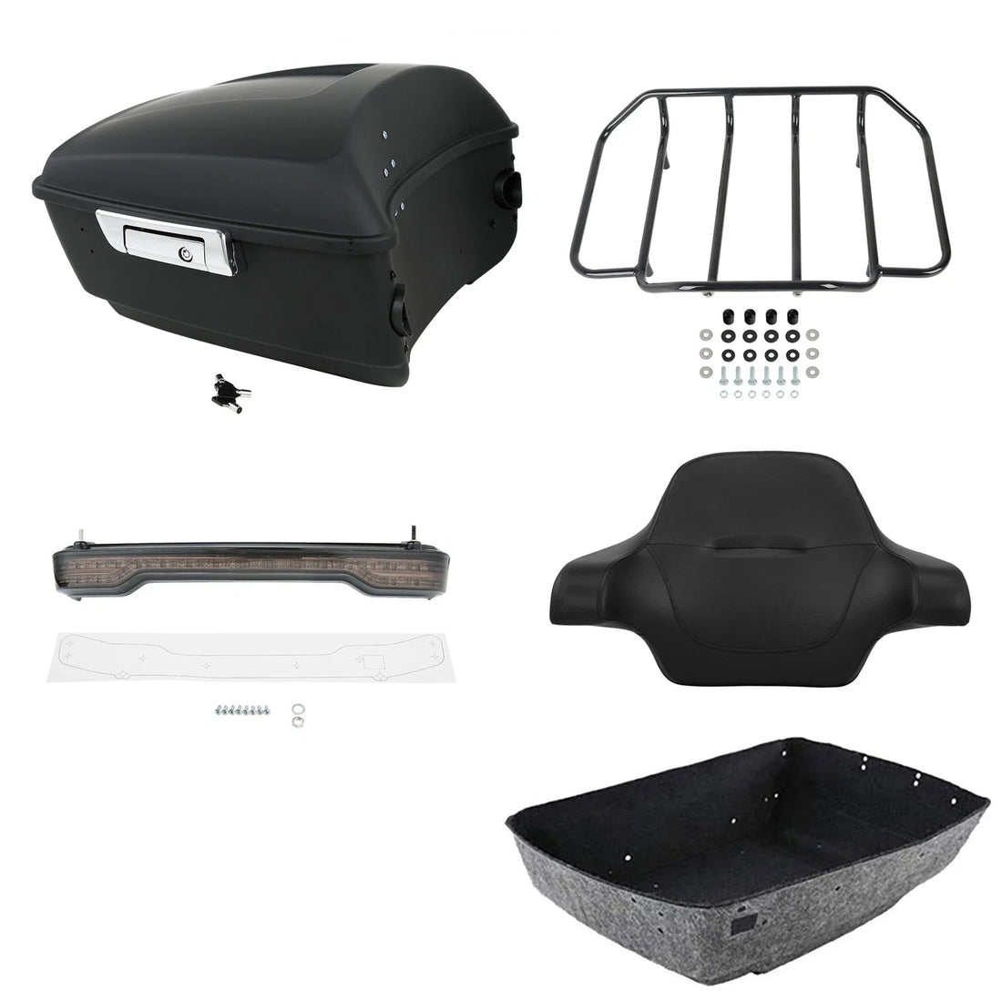 Matte King Trunk Backrest Rack LED Light Fit For Harley Cvo Road Glide 2014-2026