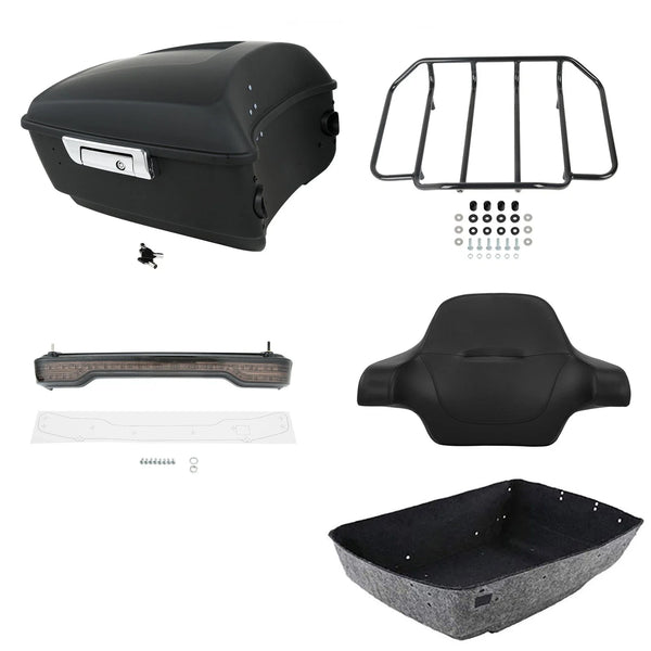 Matte King Trunk Backrest Rack LED Light Fit For Harley Cvo Road Glide 2014-2026