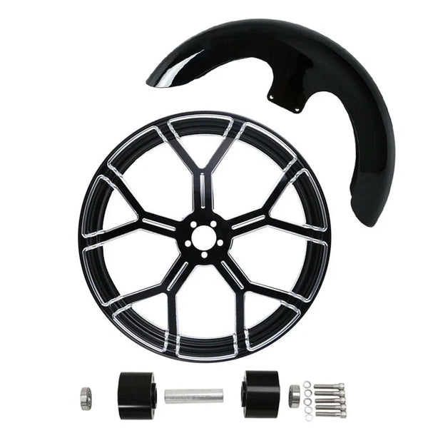 23"x3.5" Wheel Rim Dual Disc Hub Front Fender Fit For Harley Touring ABS 1997-21