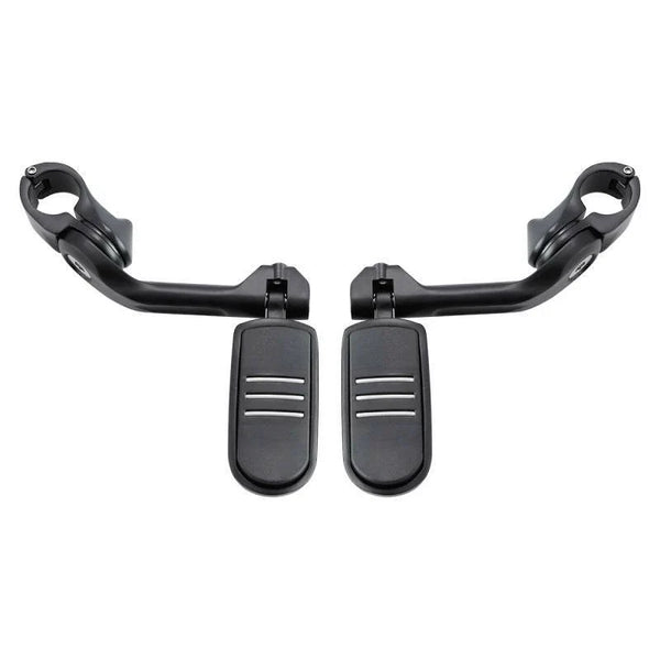 Matte Black 1 1/4'' Long Angled Matte Black Highway Engine Guard Footpegs Mount