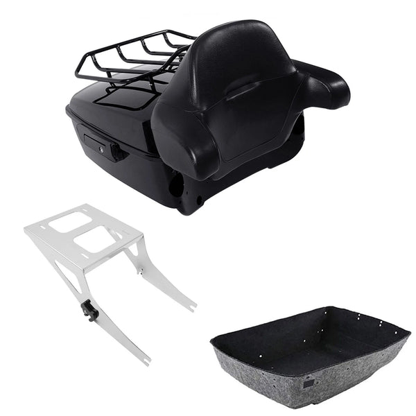 King Trunk Luggage Backrest 2-Up Mounting Rack Fit For Harley Fat Boy 2008-2017