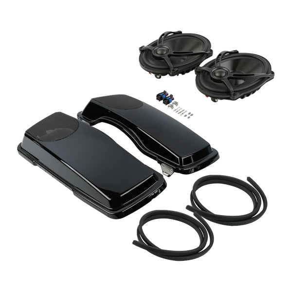 Vivid Black Saddlebag Lids 5x7'' Speakers Fit For Harley Electra Glide 1993-2013