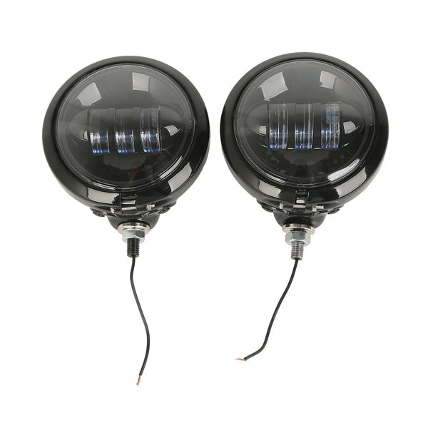 Pair 4.5" LED Auxiliary Spot Passing Fog Lights Housing Bucket Fit For Harley