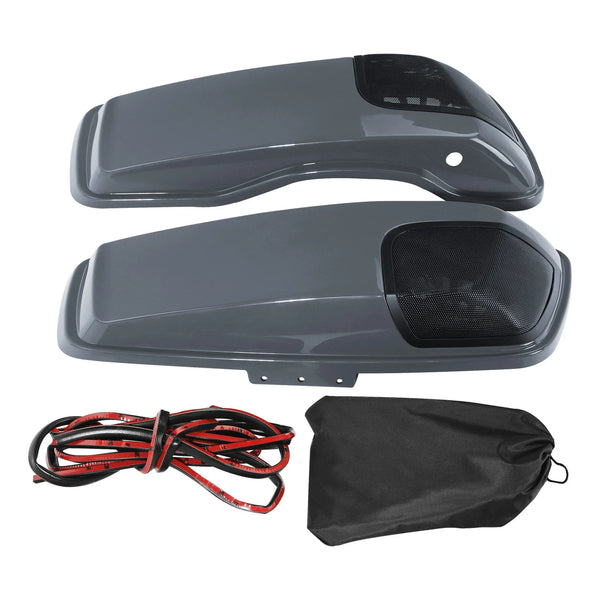 Hard Saddlebags Lids Speaker Cutout Fit For Harley Road Glide 14-23 Gunship Gray