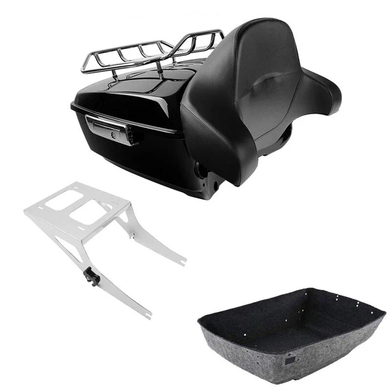 King Trunk Backrest Top Rack Mount Fit For Harley Fatboy 2008-2017