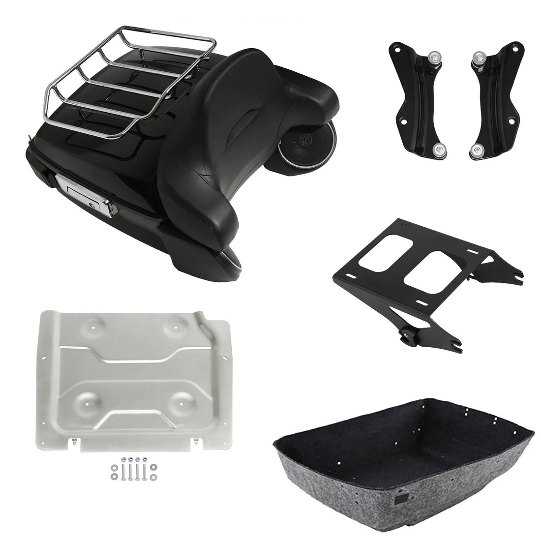 King Trunk Backrest LED Light Speakers Mount Plate Fit For Harley Touring 14-26