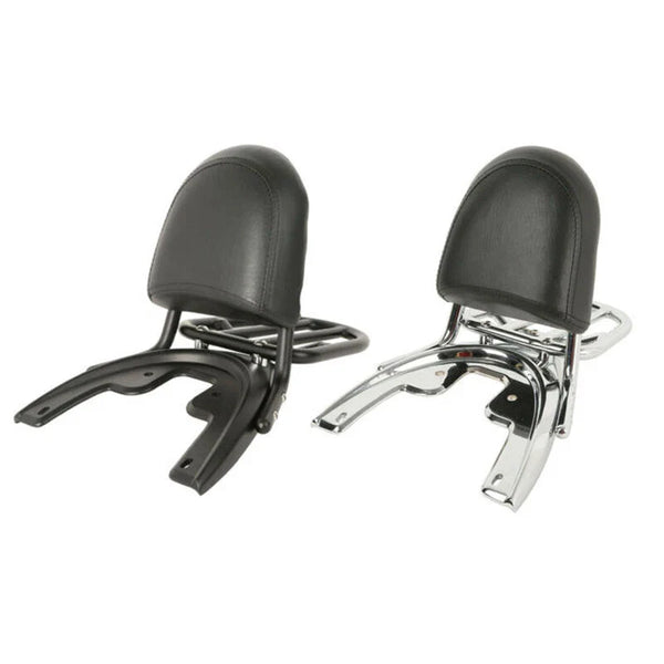 Black/Chrome Sissy Bar Backrest Pad Rack Baseplate Fit For Harley V-Rod 2002-06