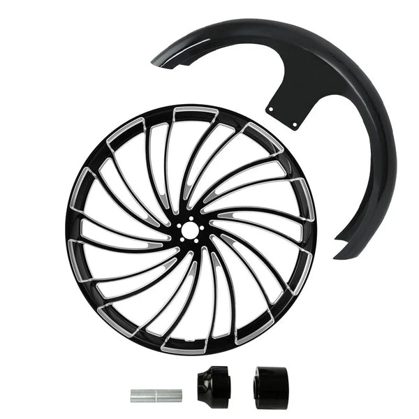 26" Front Wheel Rim Single Disc Hub & Fender Fit For Harley Road Glide ABS 97-21