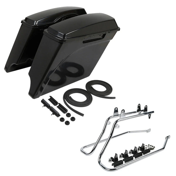 Unpainted 5" Extended Saddlebag Conversion Bracket Fit For Harley Softail 86-17