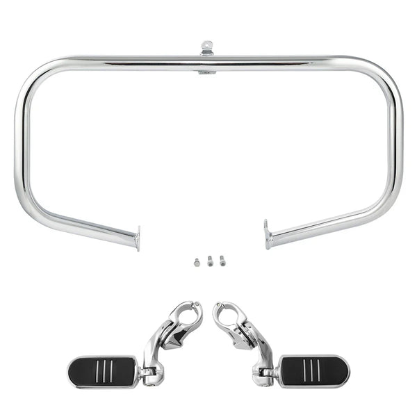 Chrome Highway Engine Guard Crash Bar Foot Pegs Fit For Harley Touring 2009-2024
