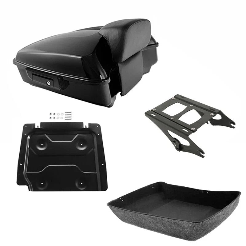 Black Chopped Trunk Backrest Mount Fits For Harley Cvo Street Road Glide 2014-26