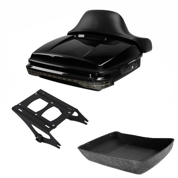Chopped Trunk Backrest LED Light Mount Rack Fit For Harley Cvo Road Glide 14-26