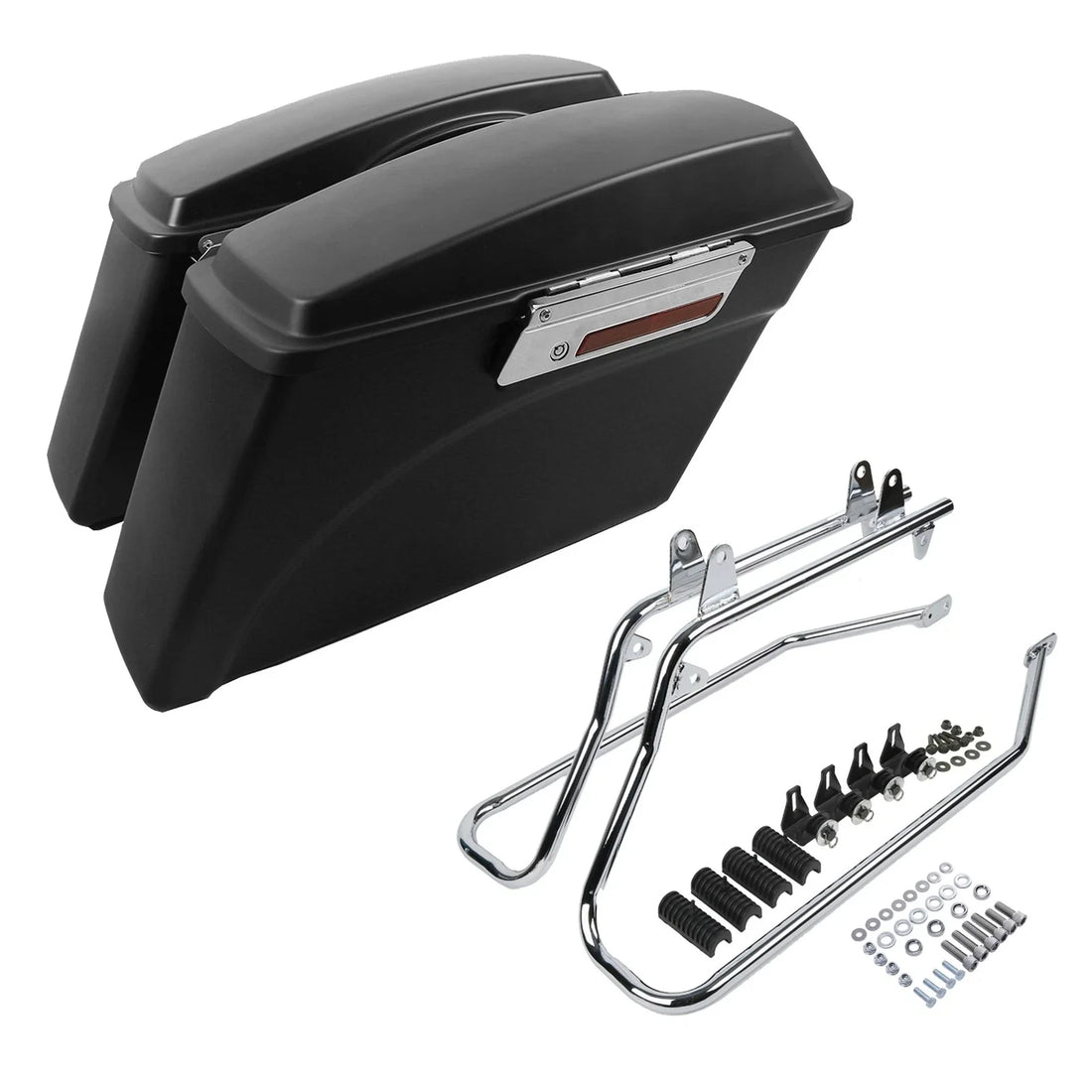 Matte Hard Saddle Bags & Conversion Bracket Fit For Harley Softail Fatboy 84-17