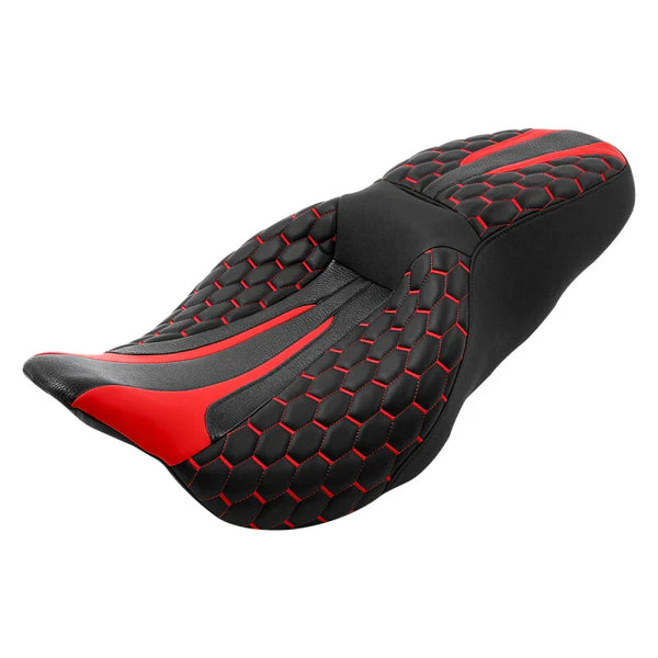 Black Red Driver & Passenger Seat Fit For Harley Touring Street Glide 2009-2023