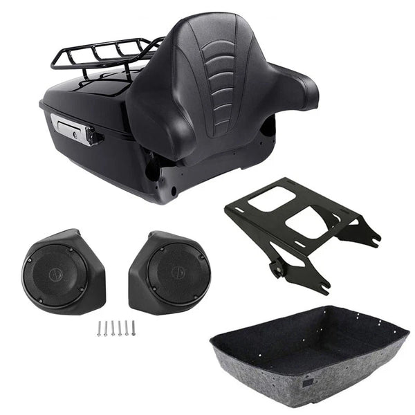 King Trunk Mount Rack Backrest Pad Speakers Fit For Harley Touring 14-2026