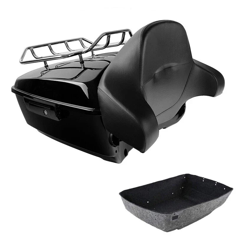 King Trunk Black Backrest Luggage Rack Fit For Harley Touring Road Glide 2014-26