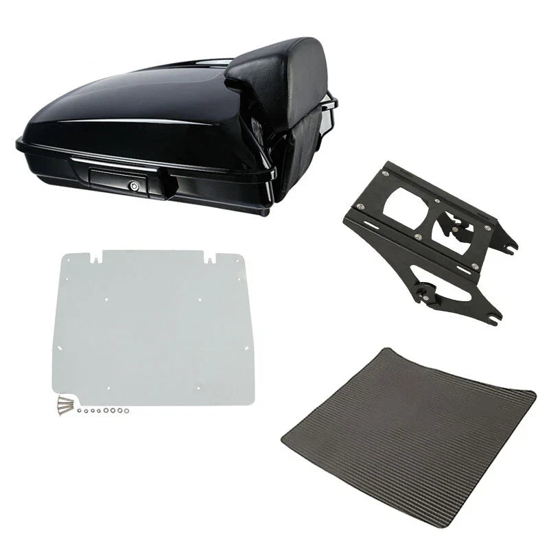 Black Razor Trunk Backrest Rack Plate Fit For Harley Road King Glide 2014-2026