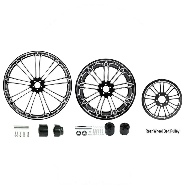 30" Front 18" Rear Wheel Rim Hub Belt Pulley Fit For Harley Touring 1997-2008
