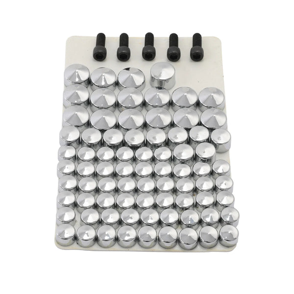 75PCS Chrome Bolt Topper Caps Fit For Harley Davidson Flh Flt Models 2007-2013