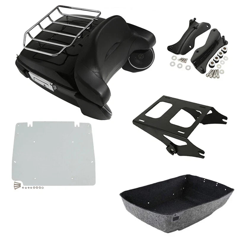 King Trunk Backrest Light Rack Speakers Mount Plate Fit For Harley Touring 14-Up