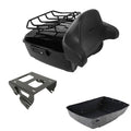 Black King Trunk Pad Top Rail Solo Mount Rack Fit For Harley Street Glide 14-26