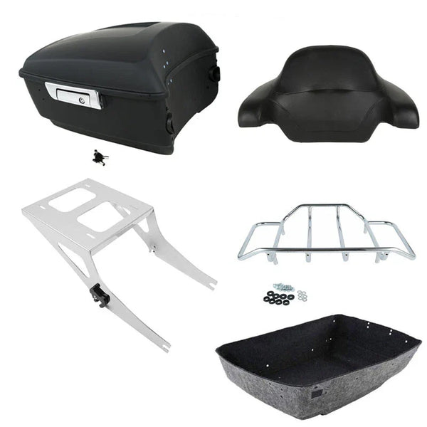 Matte Black King Trunk Backrest Mount Rack Fit For Harley Fat Boy 08-17