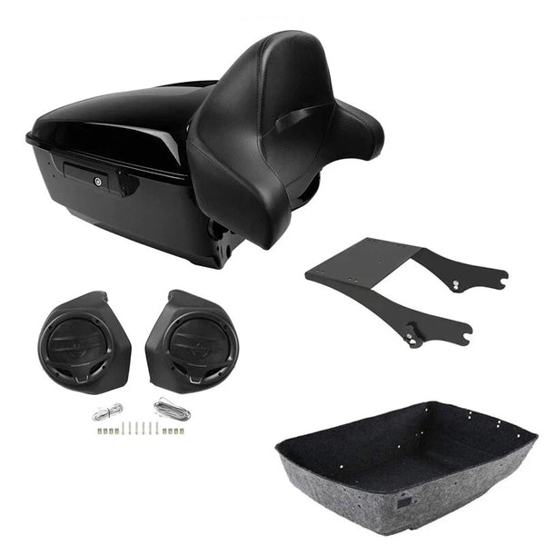 King Trunk Speakers Backrest Mount Fit For Harley Touring Road Glide 97-08