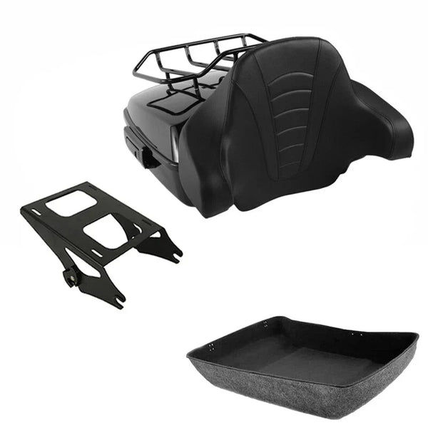 Black Chopped Trunk Pad Mount Rack Fit For Harley Touring Road Glide 14-Up