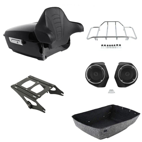 King Trunk Backrest Speakers Mount Rack Fit For Harley Electra Road Glide 14-26