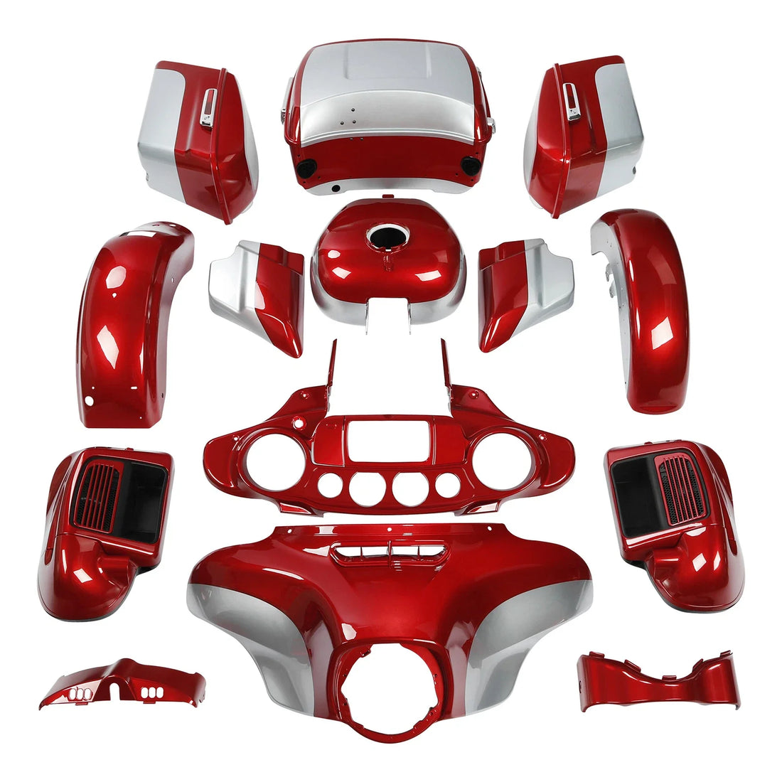 Fairings Bodywork Fit For Harley Electra Glide 14-23 Wicked Red/Barracuda Silver