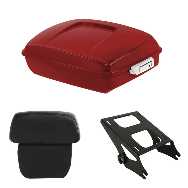 Chopped Trunk Backrest Pad Mount Fit For Harley Touring 14-26 Wicked Red Glossy