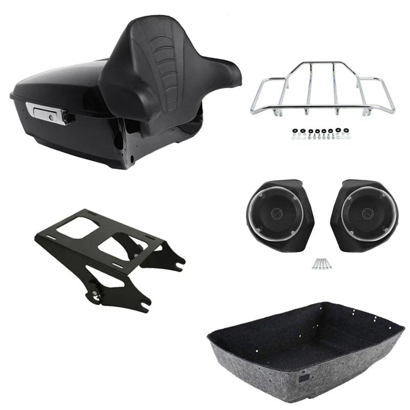 King Trunk Backrest Speakers Mount Rack Fit For Harley Touring Glide 14-Up