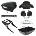 King Trunk Backrest Speaker Light Mount Rack Fit For Harley Fat Boy 2008-17