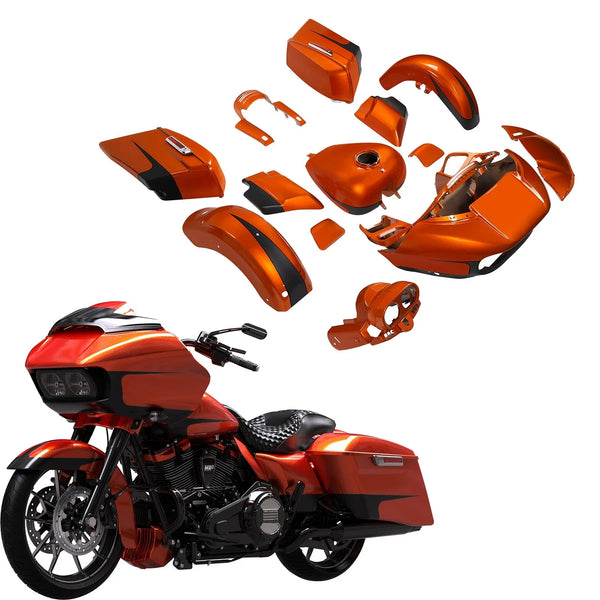 Fairing Body Paint Fit For Harley Road Glide 15-23 Scorched Orange/Black Denim
