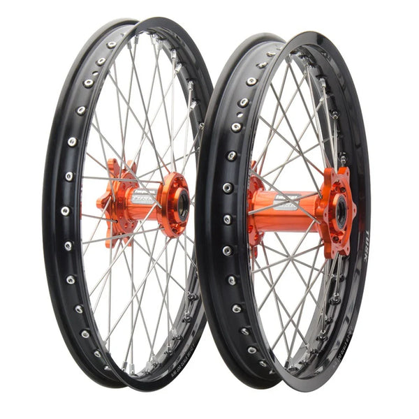 Tusk Impact Complete Front & Rear Wheel 1.60 x 21 / 2.15 x 19 Black Rim/Silver