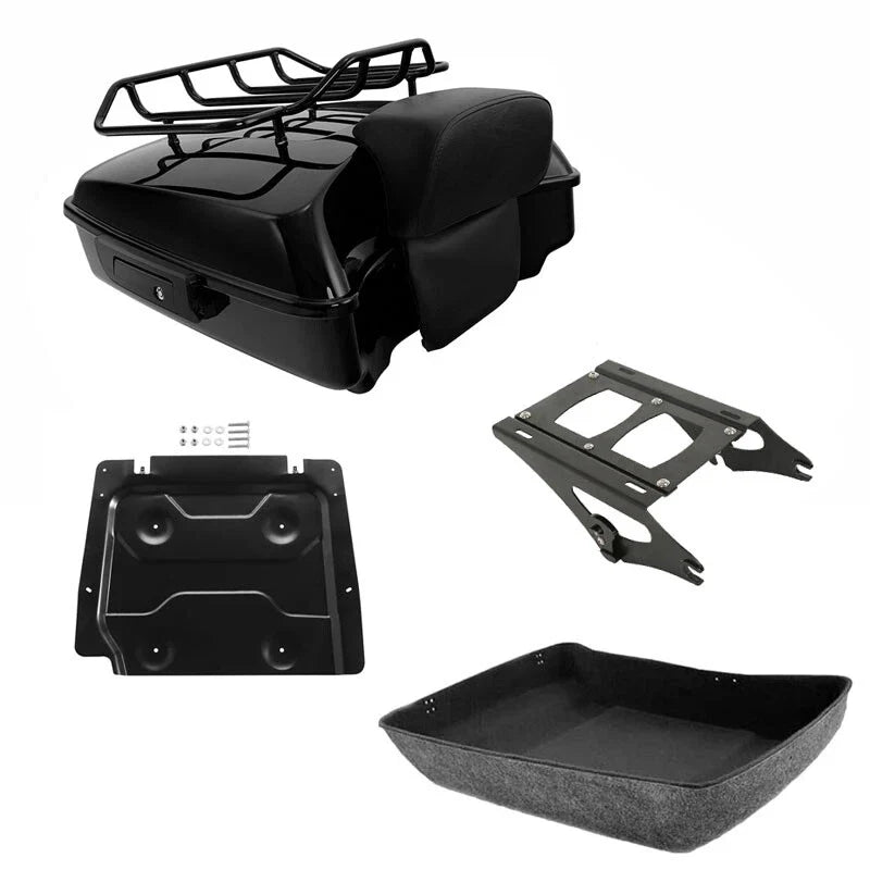 Chopped Trunk Backrest Mount Rack Plate Fit For Harley Cvo Street Glide 2014-26