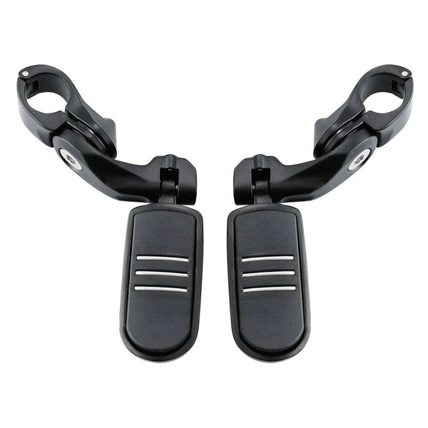 1-1/4" Matte Black Short Angled Engine Guard Bar Footpeg Foot Pegs Mount Clamps