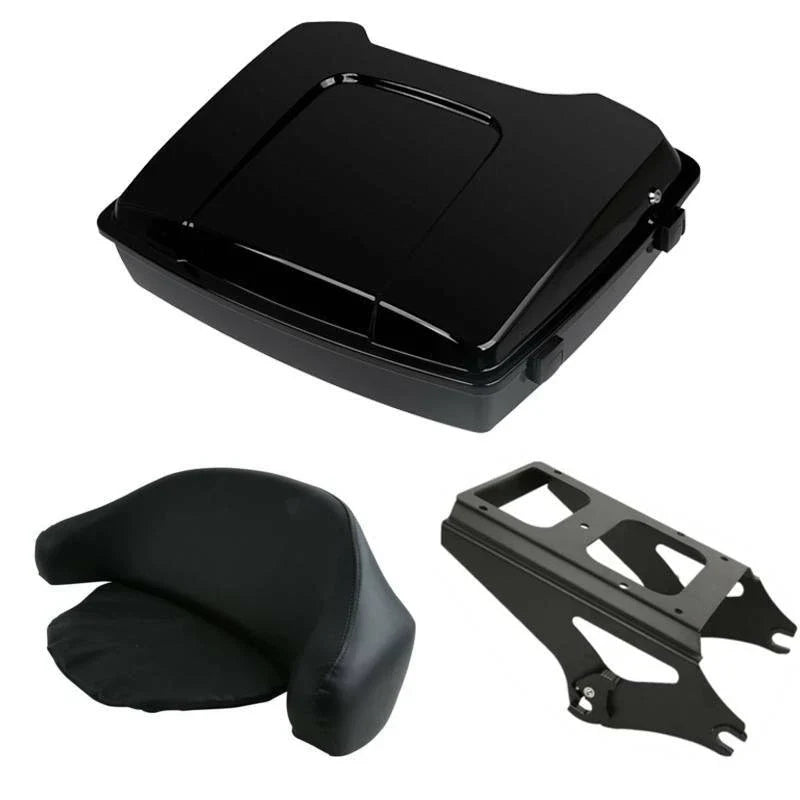 Black Razor Trunk Backrest Mount Rack Fit For Harley Touring 2009-13 12