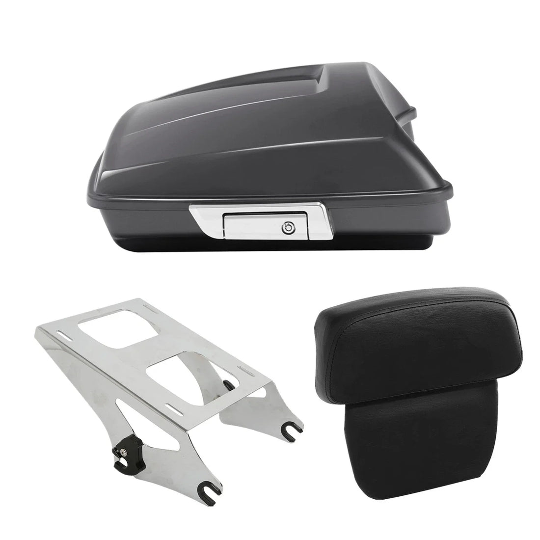 Razor Trunk W/Pad+Mount Rack Fit For Harley Touring 14-25 Gauntlet Gray Metallic