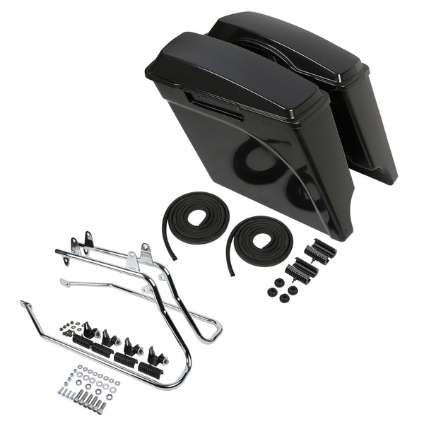 Unpainted 5" Stretched Saddlebags & Brackets Fit For Harley Softail Fatboy 84-17