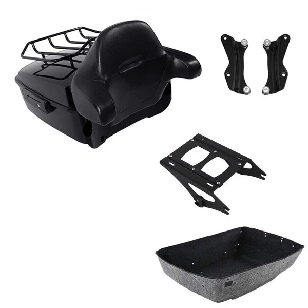 Black King Trunk Backrest Mount Rack Docking Fit For Harley Touring Flht 2014-26