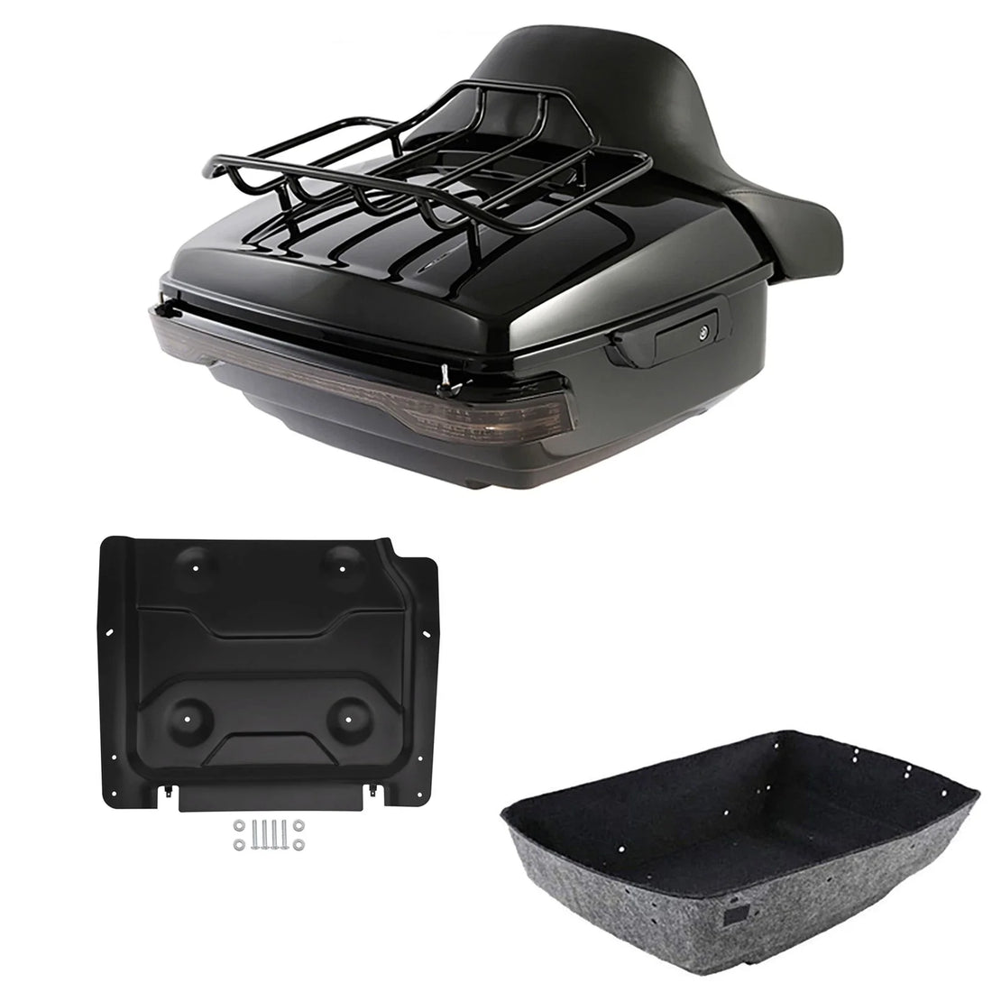 King Trunk Pad Rack LED Tail Light Plate Fit For Harley Cvo Road Glide 2014-2026