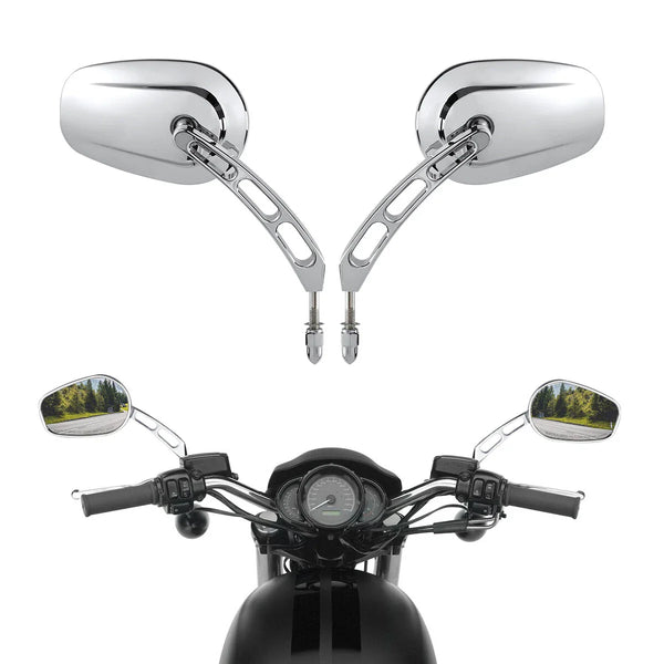 Chrome Rearview Mirrors For Harley Dyna Fat Street Bob Wide Glide Low Rider Fxdb