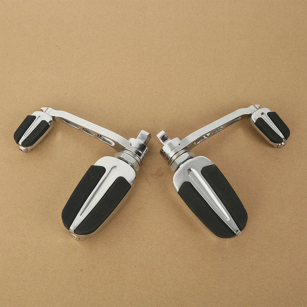 Chrome Slipstream Foot Pegs W/Heel Rest Fit For Harley Softail Dyna Sportster XL